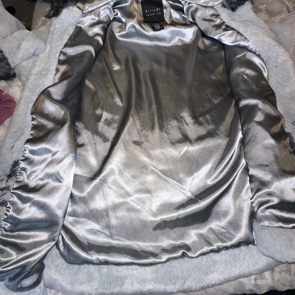 Tally Ho Outerwear Women's Gray Fleece Hooded‎ Jacket Snowflake Tree Print S - Picture 6 of 8